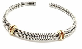 Authentic! David Yurman 14k Gold Silver Citrine Double Cable Collar Necklace - £965.35 GBP