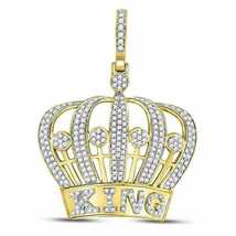 2.50 Ct Round Cut Diamond Cluster Crown Pendant 14K Yellow Gold Plated  - £157.37 GBP