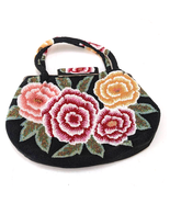 Fully Beaded Floral Evening Handbag Purse Lined Multicolor Roses - £103.12 GBP