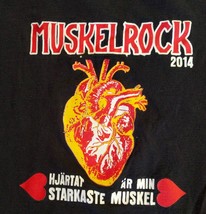MUSKELROCK Sweden Heavy Metal T-Shirt 2014 Festival M Black Headbanger  ... - £23.59 GBP