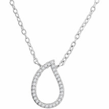 10kt White Gold Womens Round Diamond Fashion Necklace 1/10 Cttw - £142.51 GBP