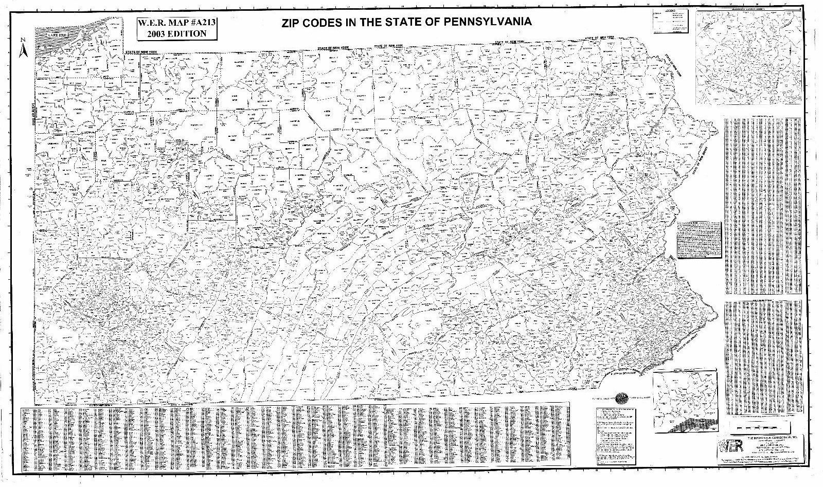 Pennsylvania State Laminated Zip Code Wall Map - Maps & Atlases