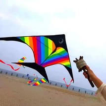60” x 30” Large Colorful Rainbow Swallow Kite with 660ft String/ Reel, Outdoor G - £36.07 GBP