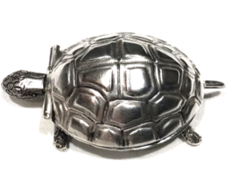 Heavy 800 Silver Turtle Pill Box - £66.04 GBP