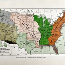 Map 1930 Territorial Growth Of United States 5.5 x 9&quot; History Lithograph... - $459.56 MXN
