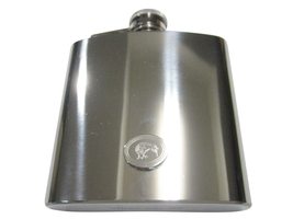 Silver Toned Oval Etched Kiwi Bird 6 Oz. Stainless Steel Flask - £40.17 GBP