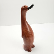 Modernist Hand Carved Duck Mallard Sculpture Minimalist MCM Art Crystal Eyes 8&quot; - £30.55 GBP