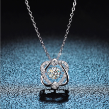 925 Sterling Silver Sparkling Moissanite Diamond Beating Heart Pendant Necklace - £59.94 GBP