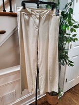 Newyork &amp; Co. Women&#39;s Ivory Linen Mid Rise Pull On Wide Leg Dress Pant Size 14 - £31.17 GBP