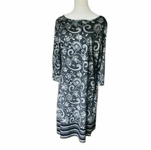 Liz Claiborne Gray Paisley Floral Print Sheath Dress Sz Medium - $18.81