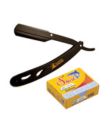 Classic Samurai Metal Straight Razor Black Shavette + 100 Shark Single B... - $23.66 CAD