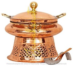 Handmade Handi Steel Copper Chafing Dish with Stand and Spoon - $623.69