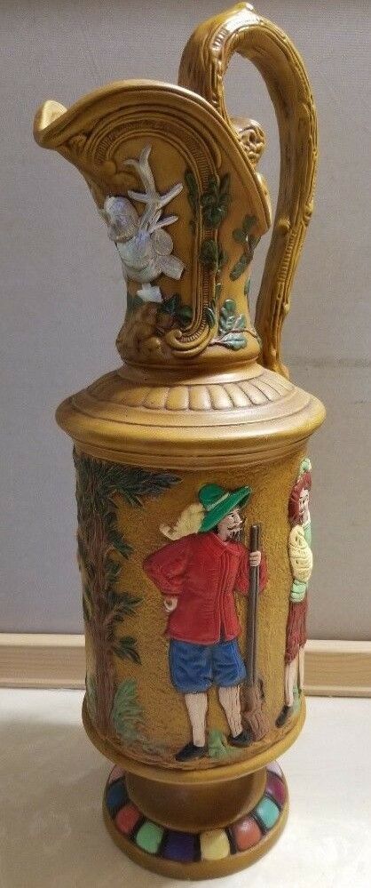 Primary image for Vintage Mid Century Ceramic Plaster Molded Pitcher Vase Spanish Conquistadors