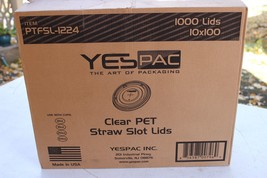 Yespac Case 1000 PTFSL-1224 Clear Pet Straw Slot Lids For 12, 16, 20 24 Oz Cups - £23.98 GBP
