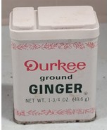 Vintage Durkee Ground Ginger Metal Storage Tin Can Jar Plastic Lid - £14.79 GBP