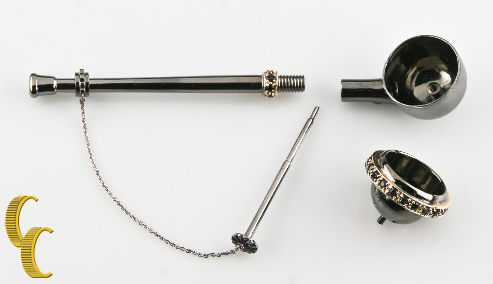 925 Argento Sterling & 14K Oro Giallo Con Zaffiro 3-piece & Poker Tubo Item image 2