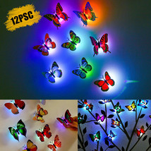 12Pcs 3D Butterfly Led Wall Stickers Glowing Bedroom Diy Home Decor Night Lights - £13.61 GBP