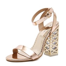 Metallic Gloss Stylish Ankle Strap Sandals - £39.30 GBP