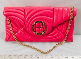 Henri Bendel Quilted Bright Pink Leather Fold Over Shoulder Handbag - £98.78 GBP