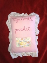 My Tooth Pocket Pillow Cross-Stitch Handmade Girls Pink - $19.79