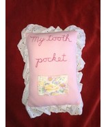 My Tooth Pocket Pillow Cross-Stitch Handmade Girls Pink - £14.80 GBP