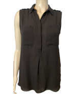Carmen Black Sleeveless Collared V Neck Blouse Size M - $23.74