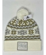Disney Parks Christmas Silver &amp; Gold Winter Knit Hat Beanie Holiday Snow... - £30.92 GBP