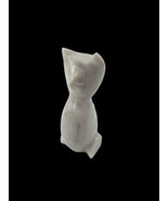 Vintage Hand Carved stone Onyx Marbel White Gray Cat Kitten Sculpture - $241.39 MXN