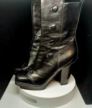 Boutique 58 Black Leather Mid-Calf Women&#39;s Platform Boots Retail $175 Size 8.5M - £66.82 GBP