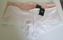 2 Wacoal Net Effect Boyshort Panties White &amp; Pink Style 845340 Size Large - $29.65