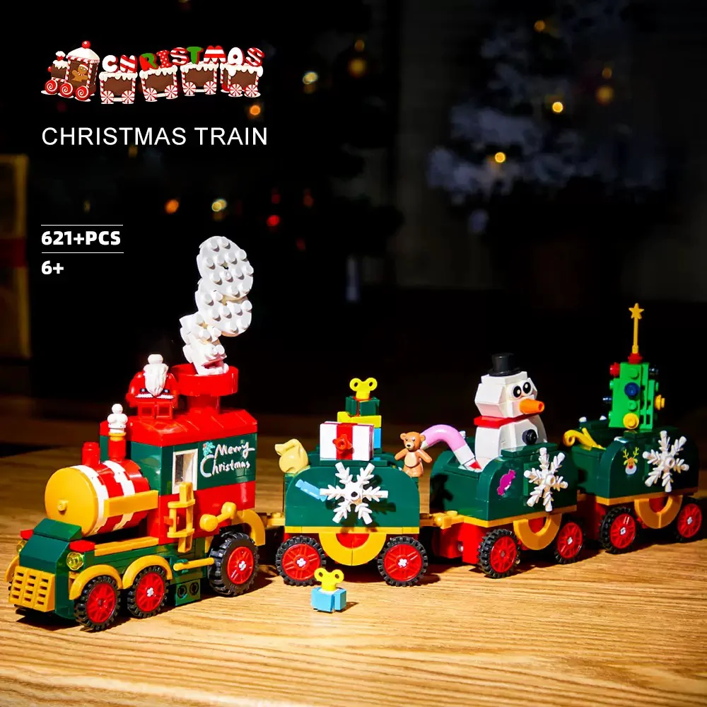 Christmas Little Train Building Block Set with LED Lights 4-in-1 Flyback Car - £42.72 GBP+