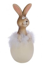 New Ceramic Rabbit with Feathers, Natural, 6 x 14,5cm, Handmade, Germany - £14.58 GBP