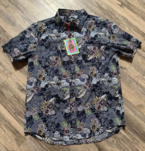 Houston White Adult Short Sleeve Journey Button-Down Shirt Navy Floral T... - $24.06