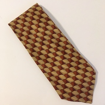 Valentino Cravatte Neck Tie 100% Silk Handmade Brown Gold Rust Geometric... - £22.03 GBP