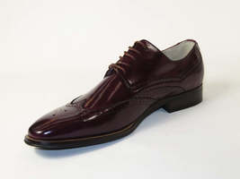 Men's Giovanni Shoes High Quality Leather Wing Tip Derby LINCOLN Burgundy image 3