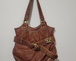 Red by Marc Ecko Brown Faux Leather Buckle Tie Soft Hobo Shoulder Bag Pu... - $11.87