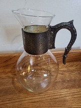 Vintage Corning Glass Heat-Proof Coffee Carafe Silver Plate Filigree Handle - £5.50 GBP