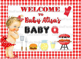 Baby Girl Baby Q Baby Shower Edible Cake Topper - £10.21 GBP