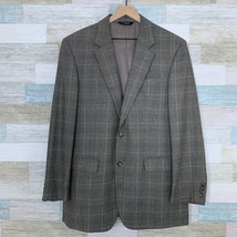 Jos A Bank Wool Sport Coat Jacket Gray Two Button Prince Of Wales Check Mens 43L - £54.50 GBP