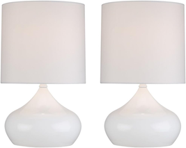 Mid Century Modern Contemporary Style Small Accent Table Lamps 14 3/4&quot; High Set - £52.08 GBP
