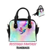 Rainbow Bird Artistic Fantasy Fashionable PU Leather Shoulder Bag. - $135.00