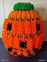 Halloween Pumpkin Jack-o-Lantern Handmade VTG 90s Craft Lamp Lights Not Included - £18.83 GBP