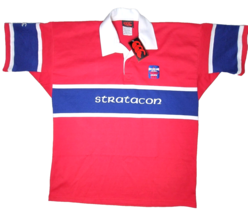 Canterbury New Zealand Stratacon Red Blue White Short Sleeve Rugby Polo Mens XL - £30.05 GBP