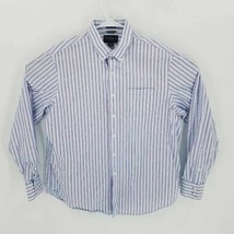 Black Brown 1826 Mens Oxford Shirt Blue Stripe Long Sleeve Pocket Cotton XL - £10.10 GBP