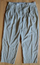 Tommy Bahama Men Relax Silk Khaki Tan Pleated Office Comfort Pants 40x28... - $20.08