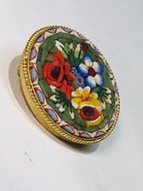 Vintage Italy micro mosaic round flower brooch - £39.05 GBP