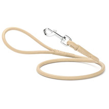 Dog Pet Round Leather Leash W1/2&quot; - L48&quot;, Beige - $46.45