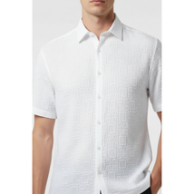 Mens Stacy Adams Italian Style Knit Woven Shirt Short Sleeves 3128 Pure White image 2