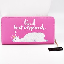 Bijorca &quot;Tired but Inspired&quot; Dreaming Unicorn Horn Llama Pink Clutch Wallet - £9.45 GBP