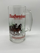 1992 Budweiser Clydesdales King Of Beers Christmas Glass Stein Mug HEAVY 32 oz - £15.21 GBP